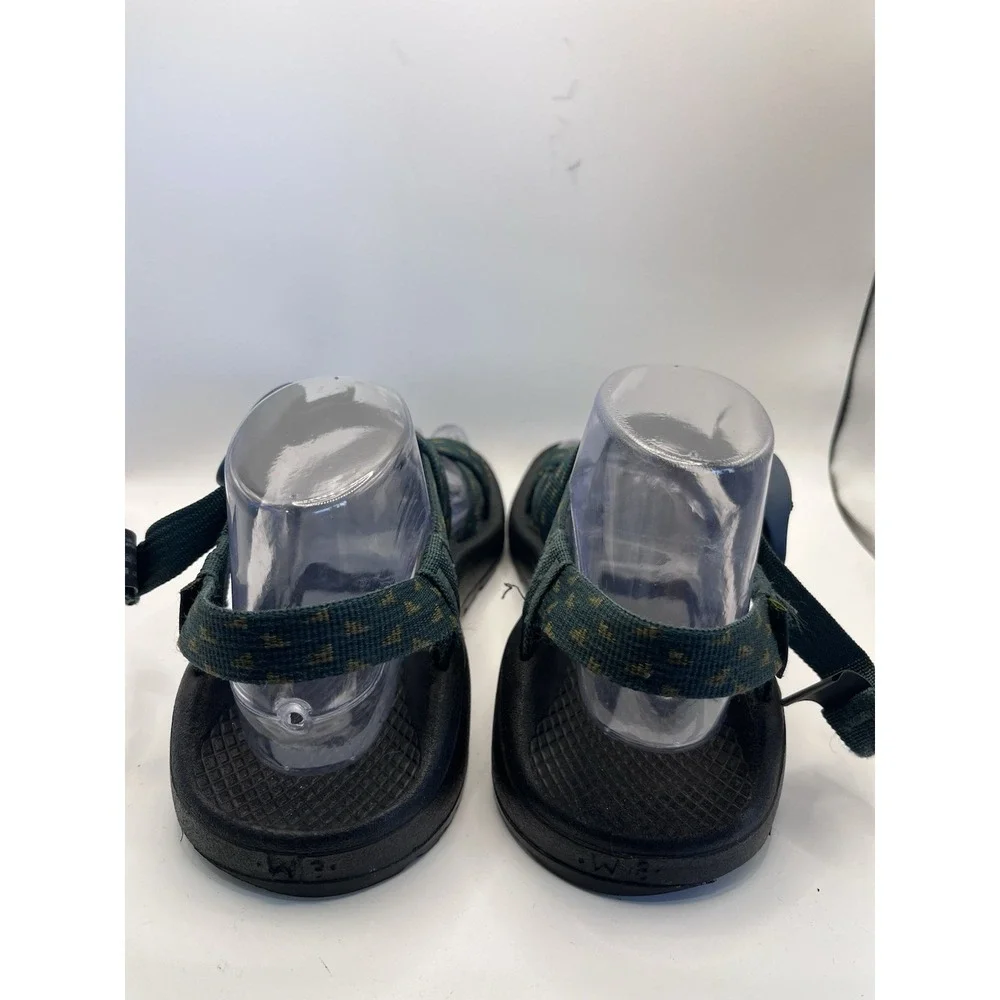 Chaco Women's Green/Black Strappy Sandals Adjustable Hook & Loop Rubber Sole